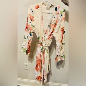 Anthropologie Plum Pretty Sugar XL Cotton Robe Floral